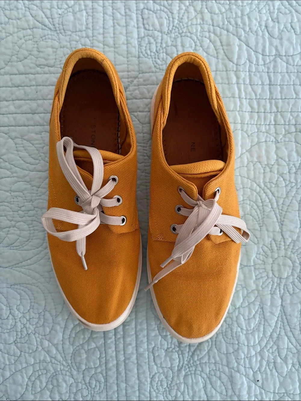 Sun + Stone Mustard Yellow Canvas Sneakers with Cream Laces